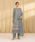 Women's Unstitched Crinkle Chiffon Embroidered Grey 3 Piece Suit
